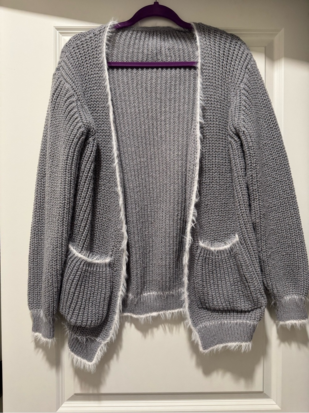 Cozy Gray Open-Front Women's Sweater Cardigan S